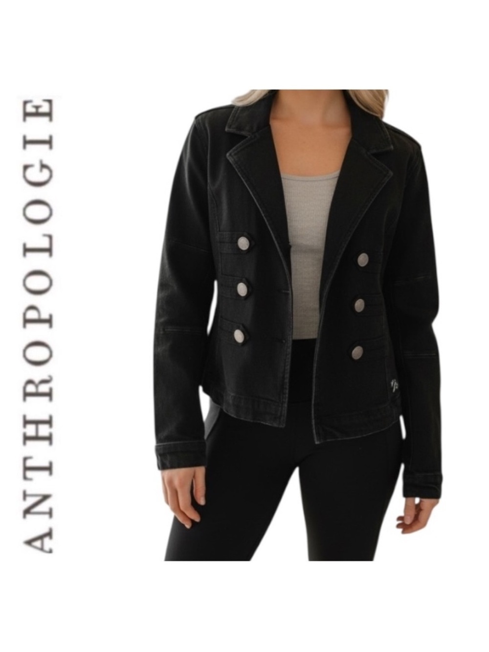 Pilcro by Anthropologie Black Denim Jacket XXS